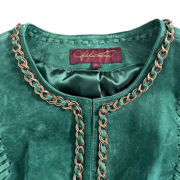 Hal Rubenstein Jade Green 100% Leather Fully Lined Jacket 1X - Picture 3 of 8